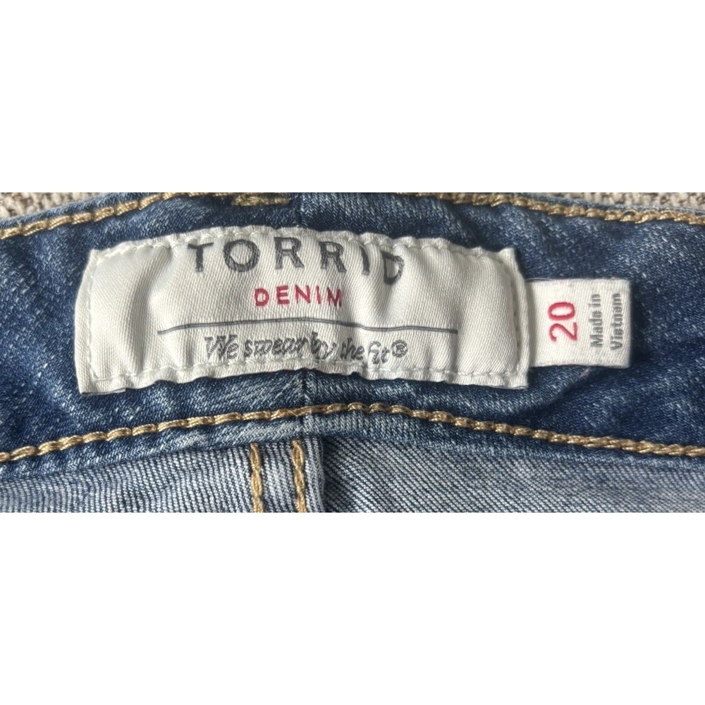 Torrid Skinny Jeans Womens 20 Blue Medium Embroidered Eyelet Raw Hem Stretch - Picture 5 of 13